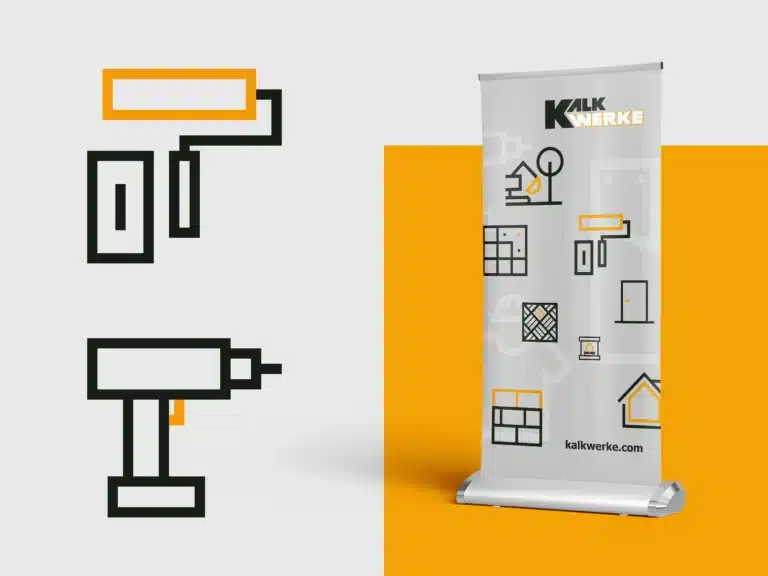Detailansicht des Kalkwerke Corporate Icon Rollups von der kreativbox