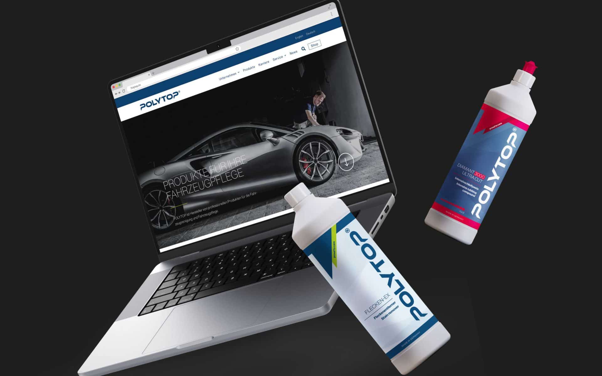 Webdesign für POLYTOP aus dem Branding-Projekt der kreativbox