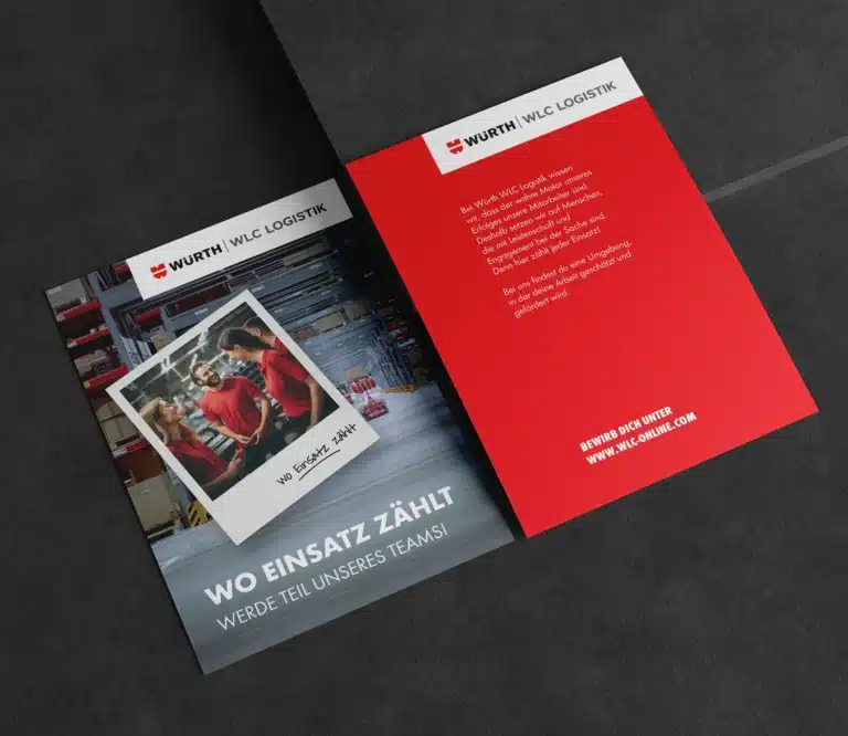 Flyer- und Print-Druckprodukte für WLC Würth-Logistik aus dem Employer Branding der kreativbox